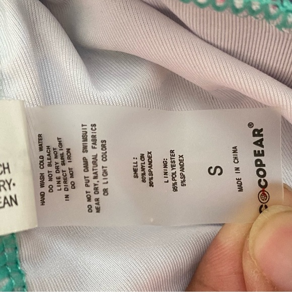 Coco Pear High waisted Teal and pink Floral Swim Bottoms size small - Picture 5 of 7